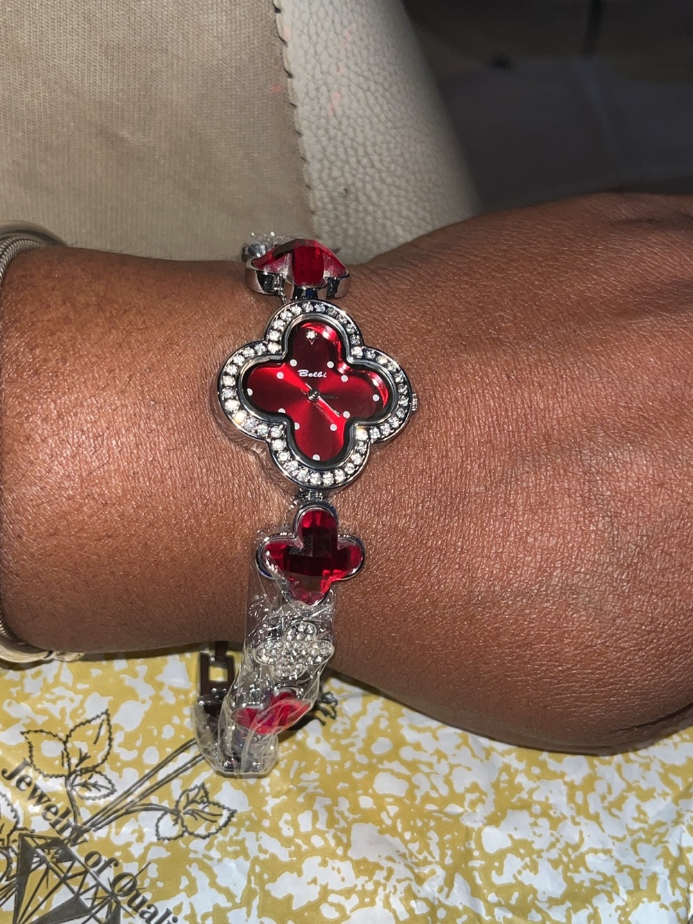 Red Flower Crystal Bracelet — Women Jewelry - Picture 2 of 5